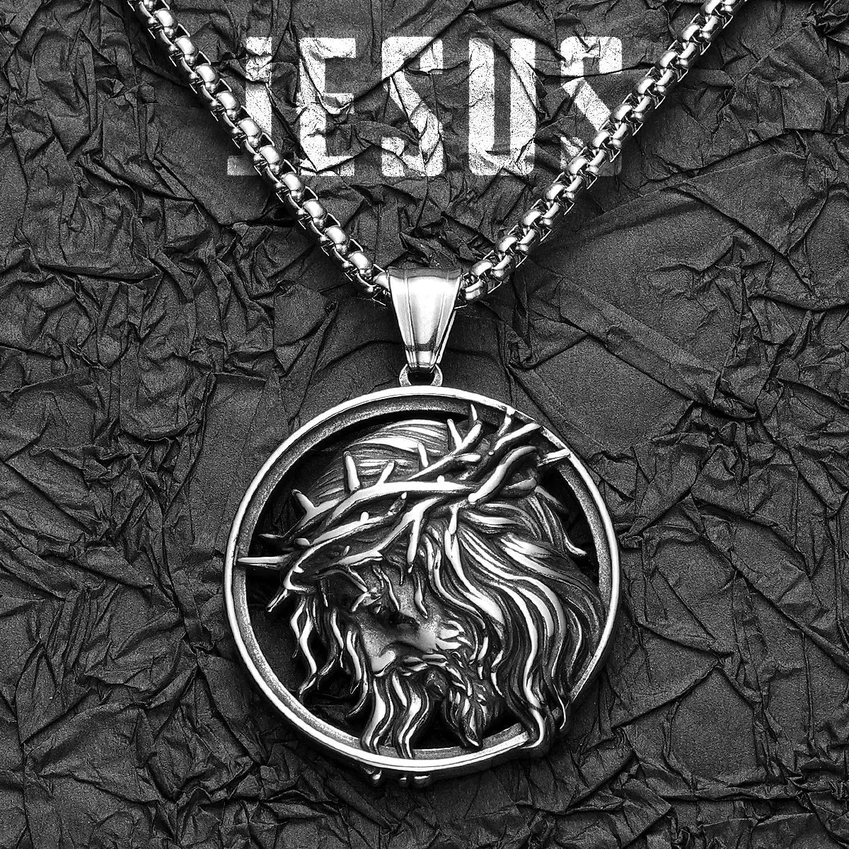 Crown of Thorns Christian Jesus Stainless Steel Men's Necklace