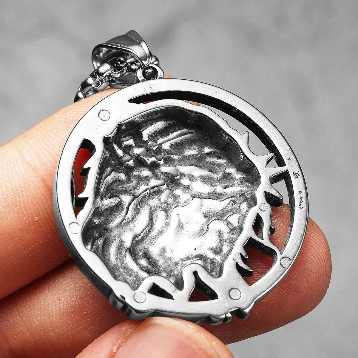 Crown of Thorns Christian Jesus Stainless Steel Men's Necklace - Image 4