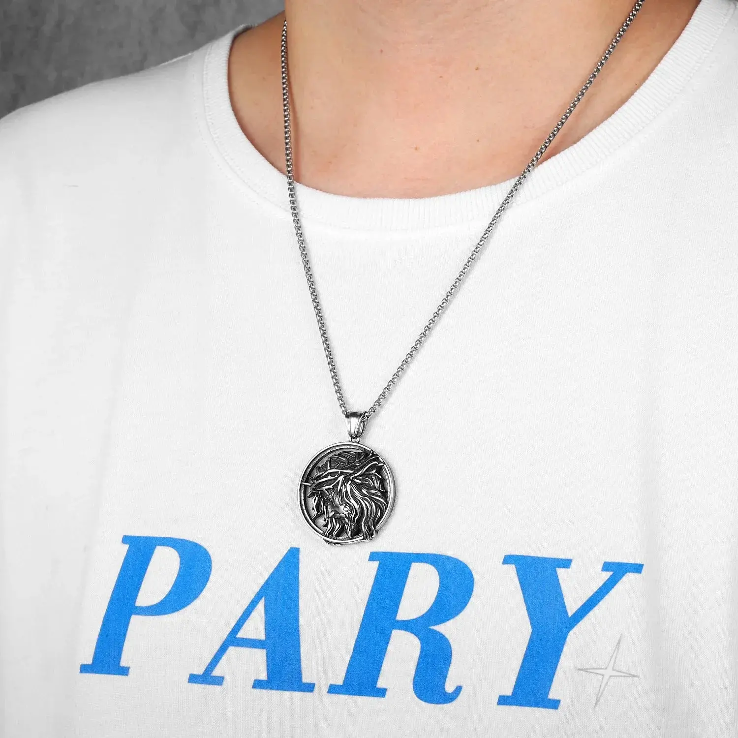 Crown of Thorns Christian Jesus Stainless Steel Men's Necklace - Image 5