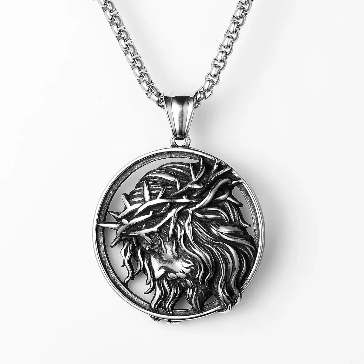 Crown of Thorns Christian Jesus Stainless Steel Men's Necklace - Image 13