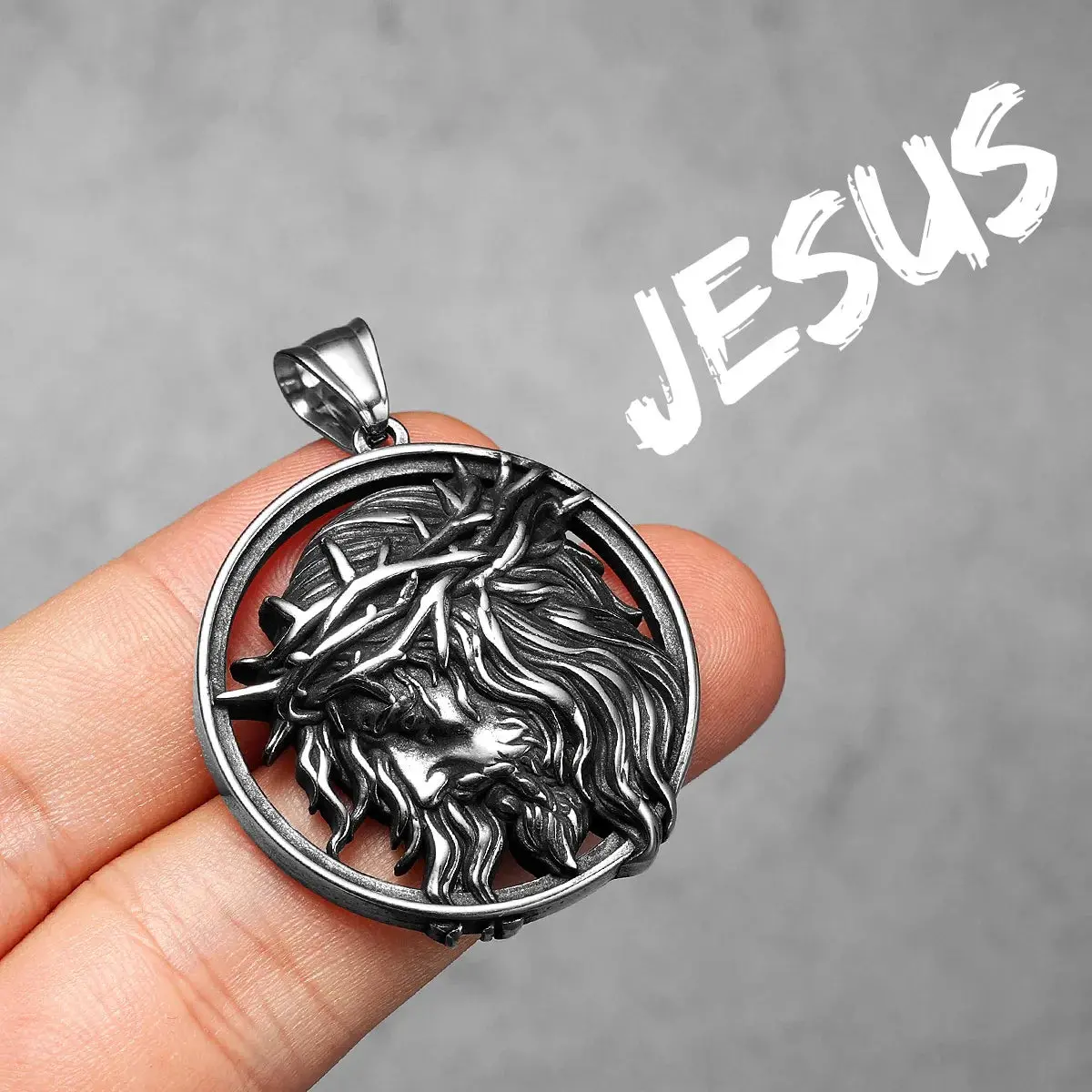 Crown of Thorns Christian Jesus Stainless Steel Men's Necklace - Image 15