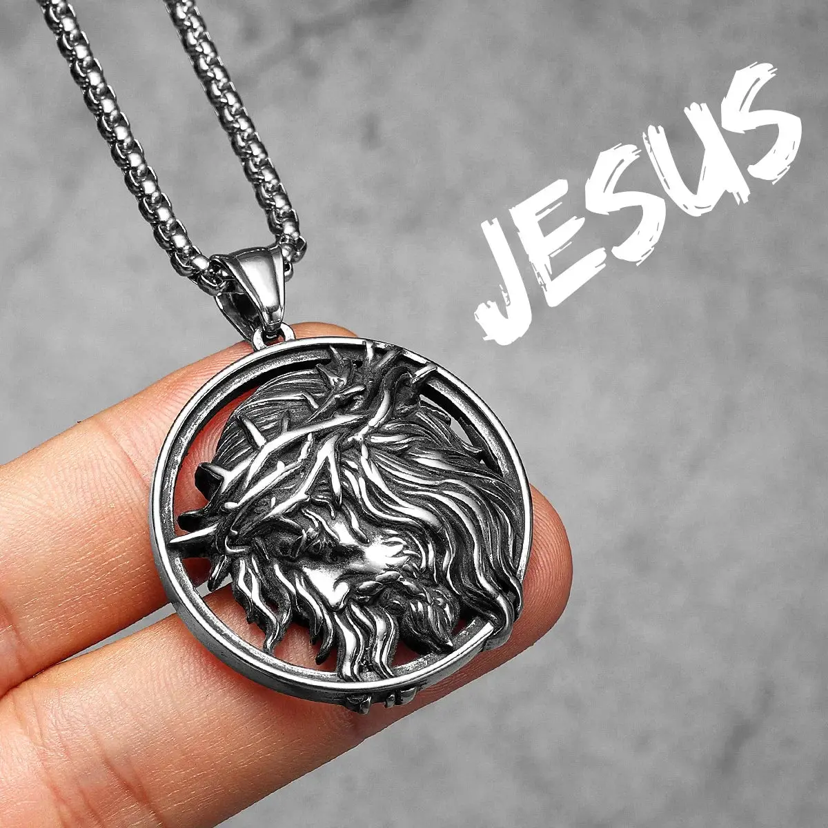 Crown of Thorns Christian Jesus Stainless Steel Men's Necklace - Image 16