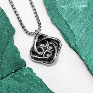 Celtic Knot Spiral Stainless Steel Men's Necklace Pendant Chain