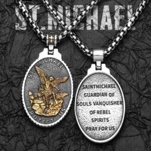 Archangel St.Michael Guardian Stainless Steel Men's Necklace Pendant Chain
