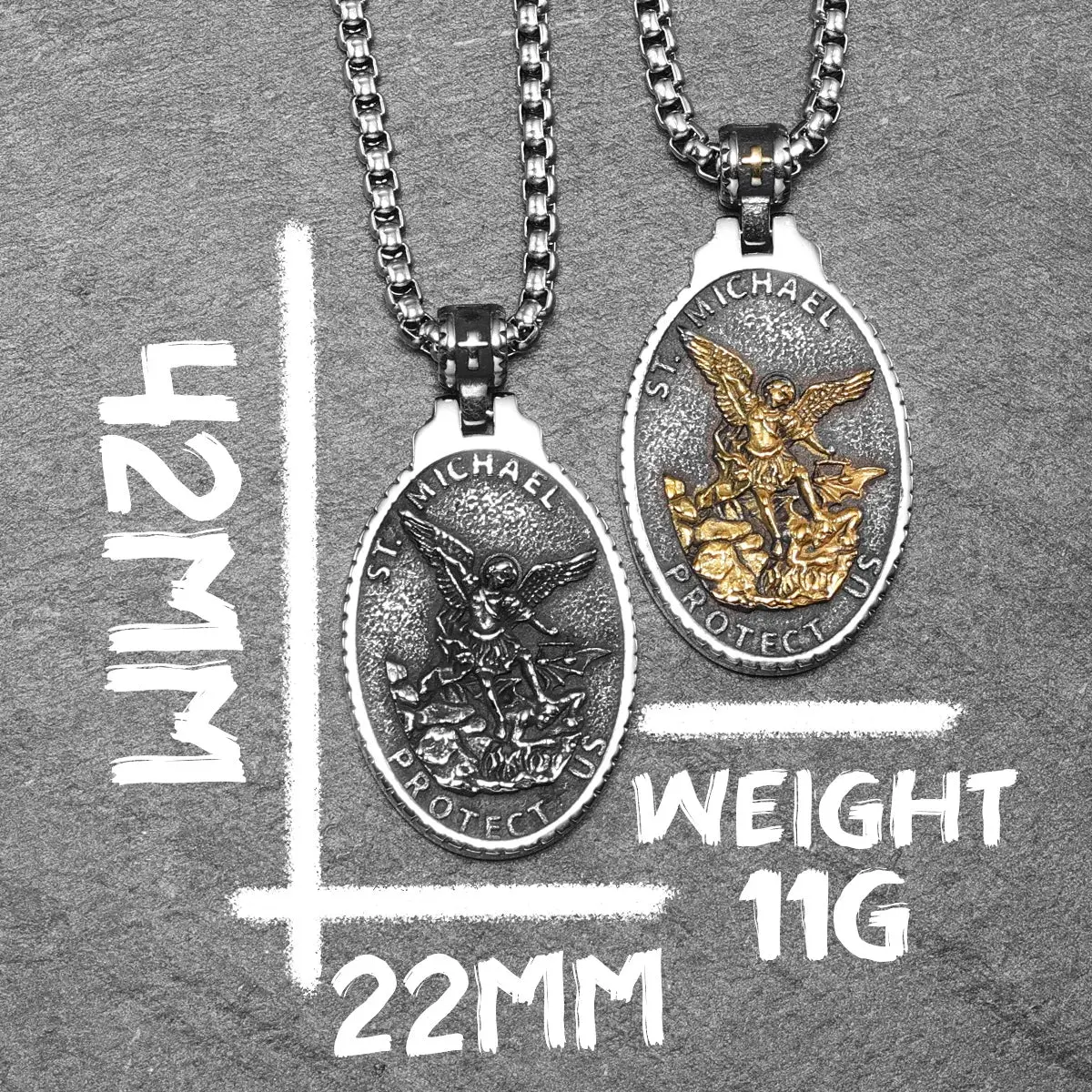 Archangel St.Michael Guardian Stainless Steel Men's Necklace Pendant Chain - Image 5