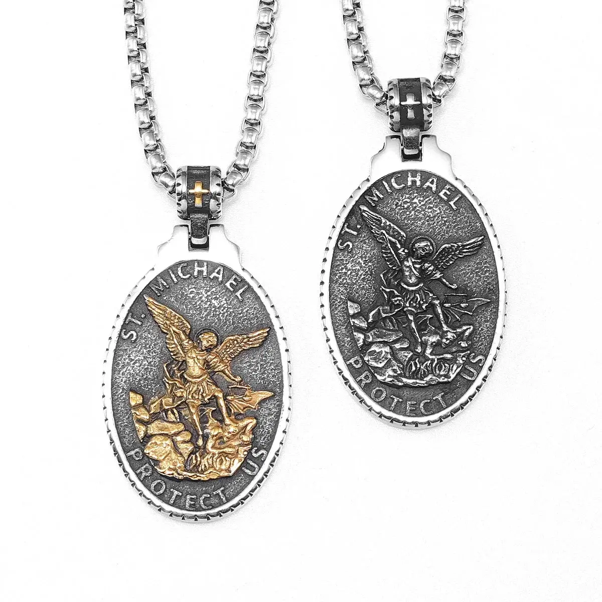 Archangel St.Michael Guardian Stainless Steel Men's Necklace Pendant Chain - Image 10