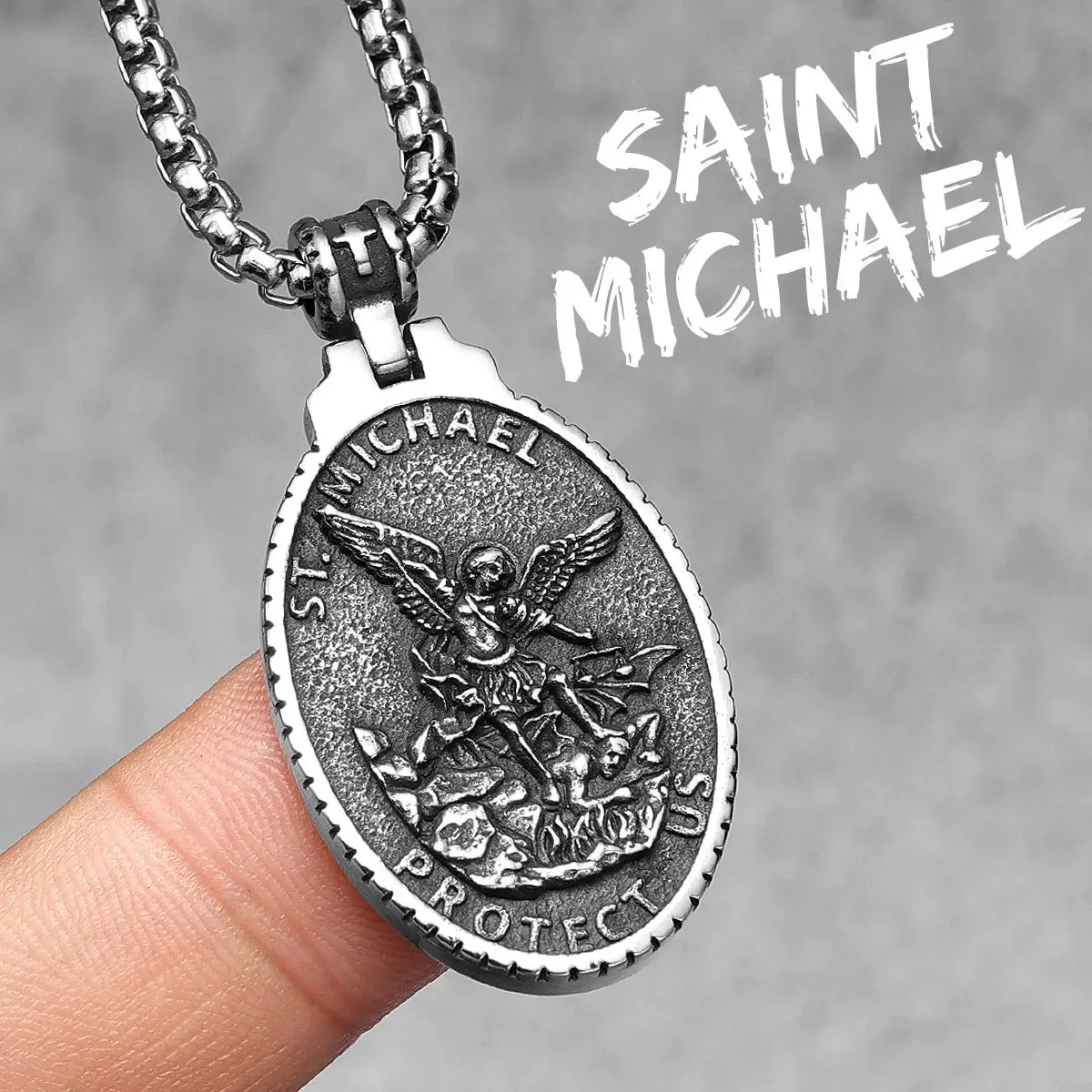 Archangel St.Michael Guardian Stainless Steel Men's Necklace Pendant Chain - Image 12
