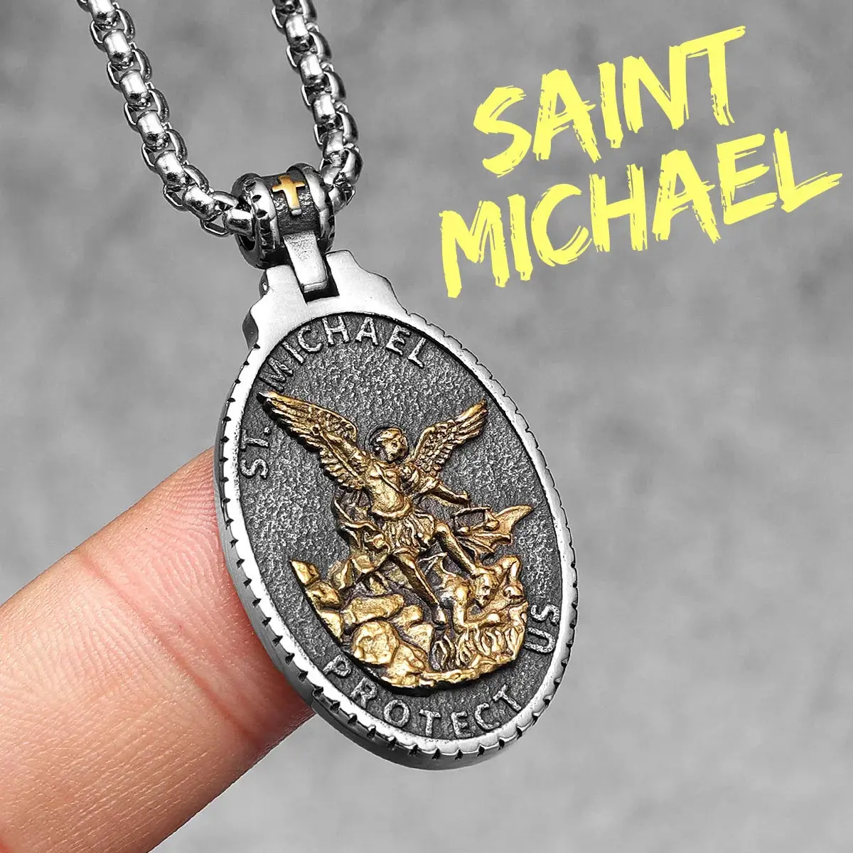 Archangel St.Michael Guardian Stainless Steel Men's Necklace Pendant Chain - Image 15