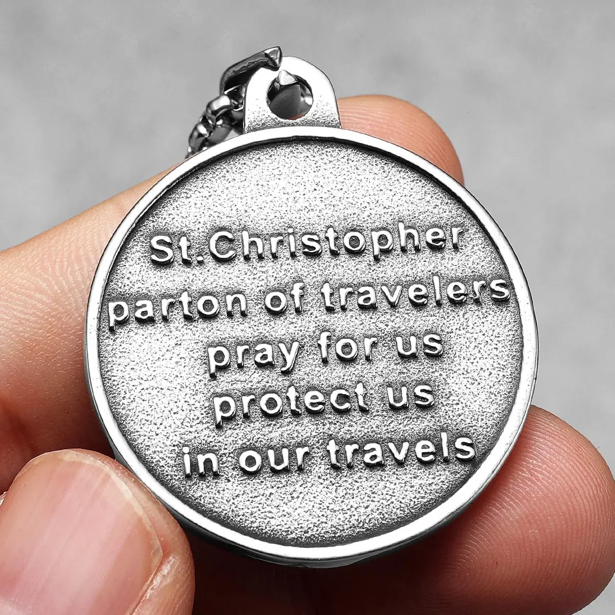 St.Christopher Exorcist Amulet Stainless Steel Men's Necklace Pendant Chain - Image 4