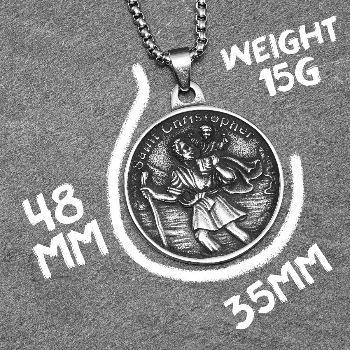 St.Christopher Exorcist Amulet Stainless Steel Men's Necklace Pendant Chain - Image 6