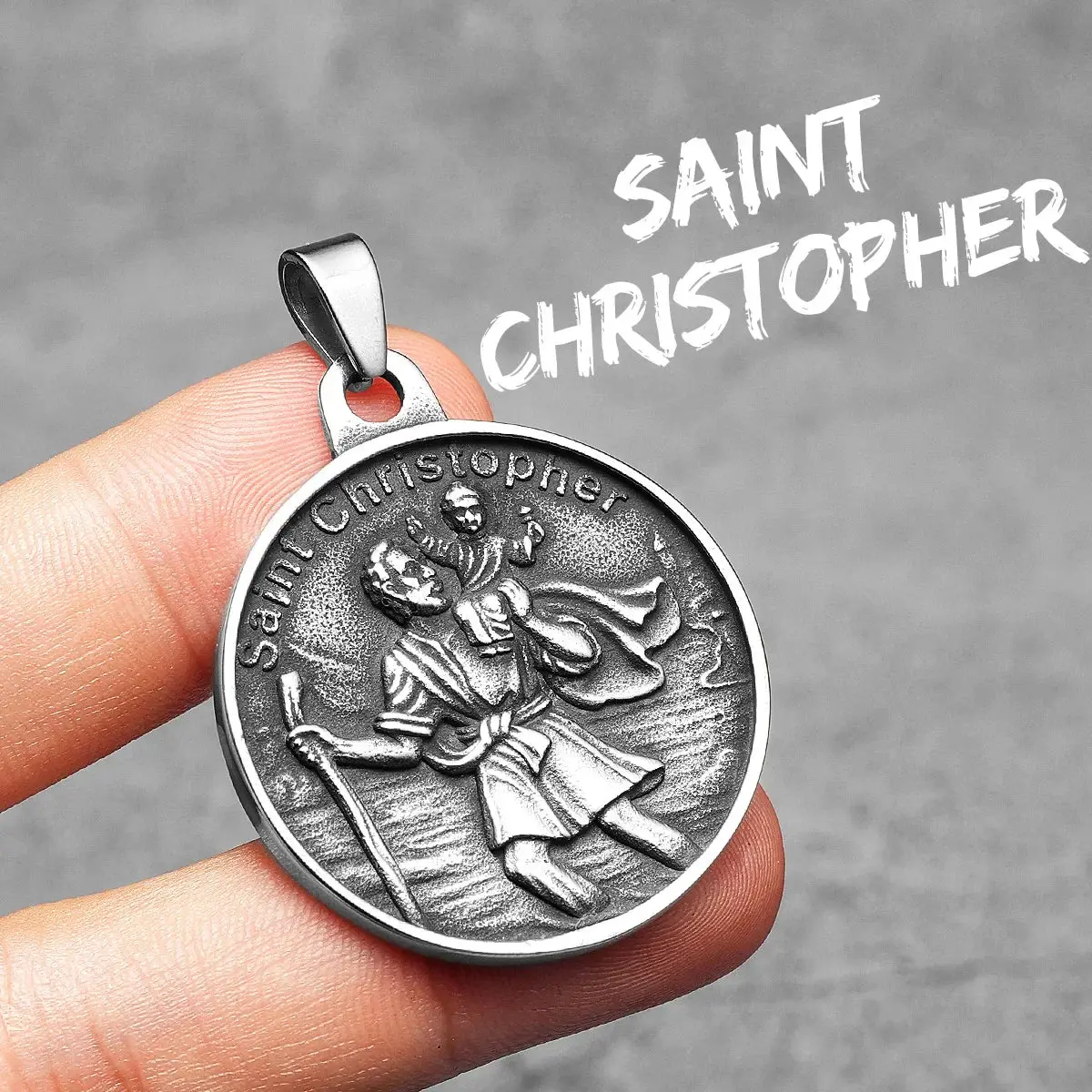 St.Christopher Exorcist Amulet Stainless Steel Men's Necklace Pendant Chain - Image 12