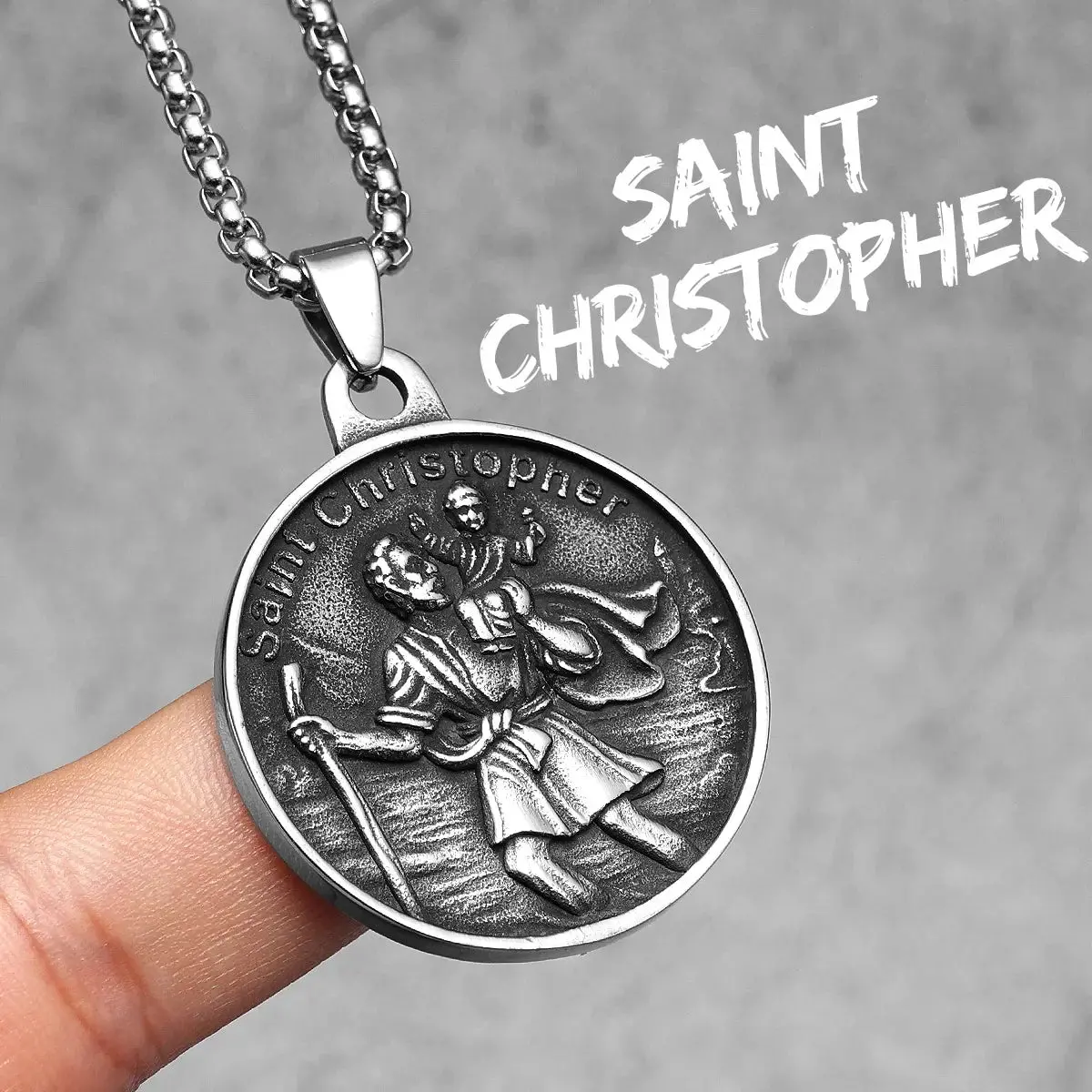 St.Christopher Exorcist Amulet Stainless Steel Men's Necklace Pendant Chain - Image 13