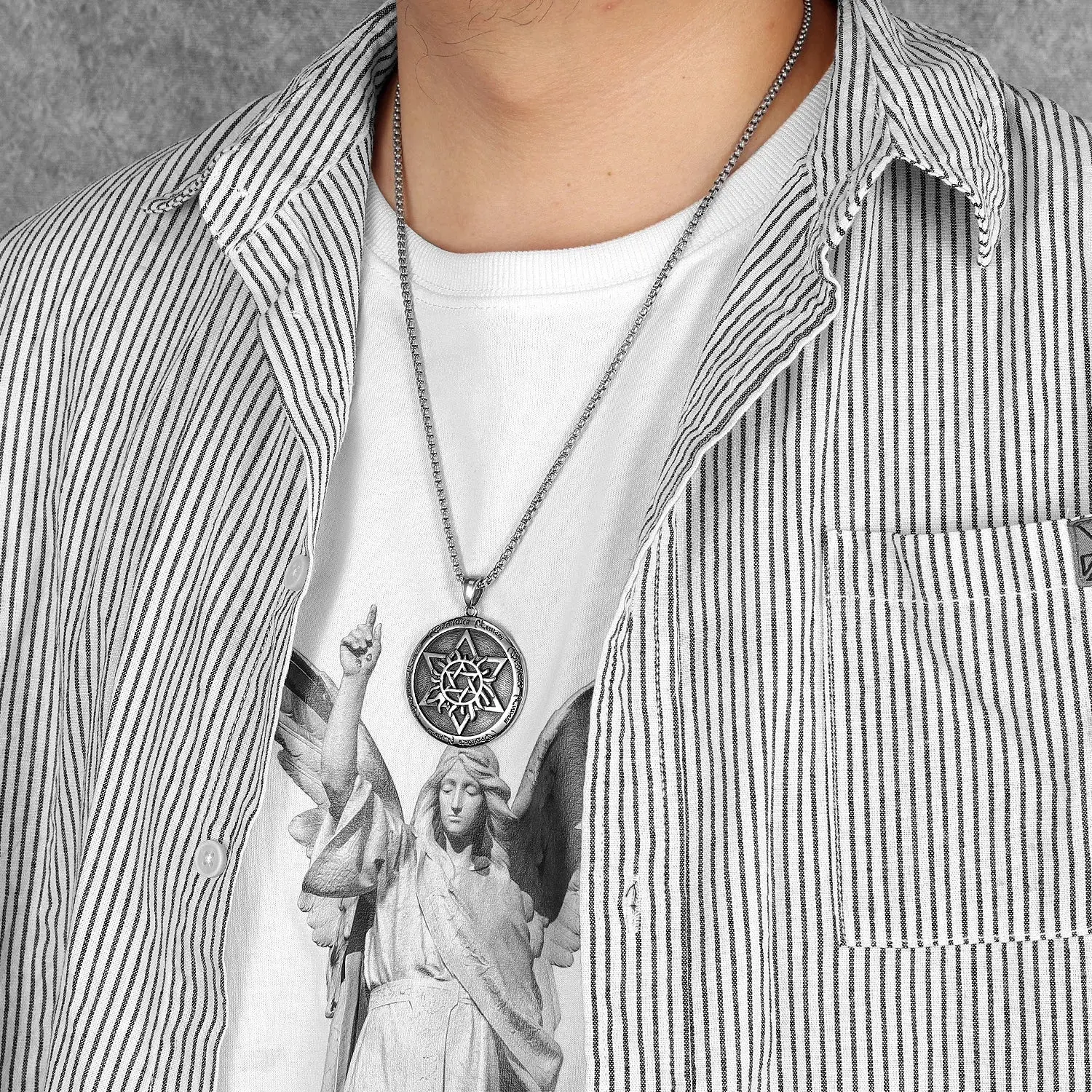 Star of David Stainless Steel Men's Necklace Pendant Chain - Image 6