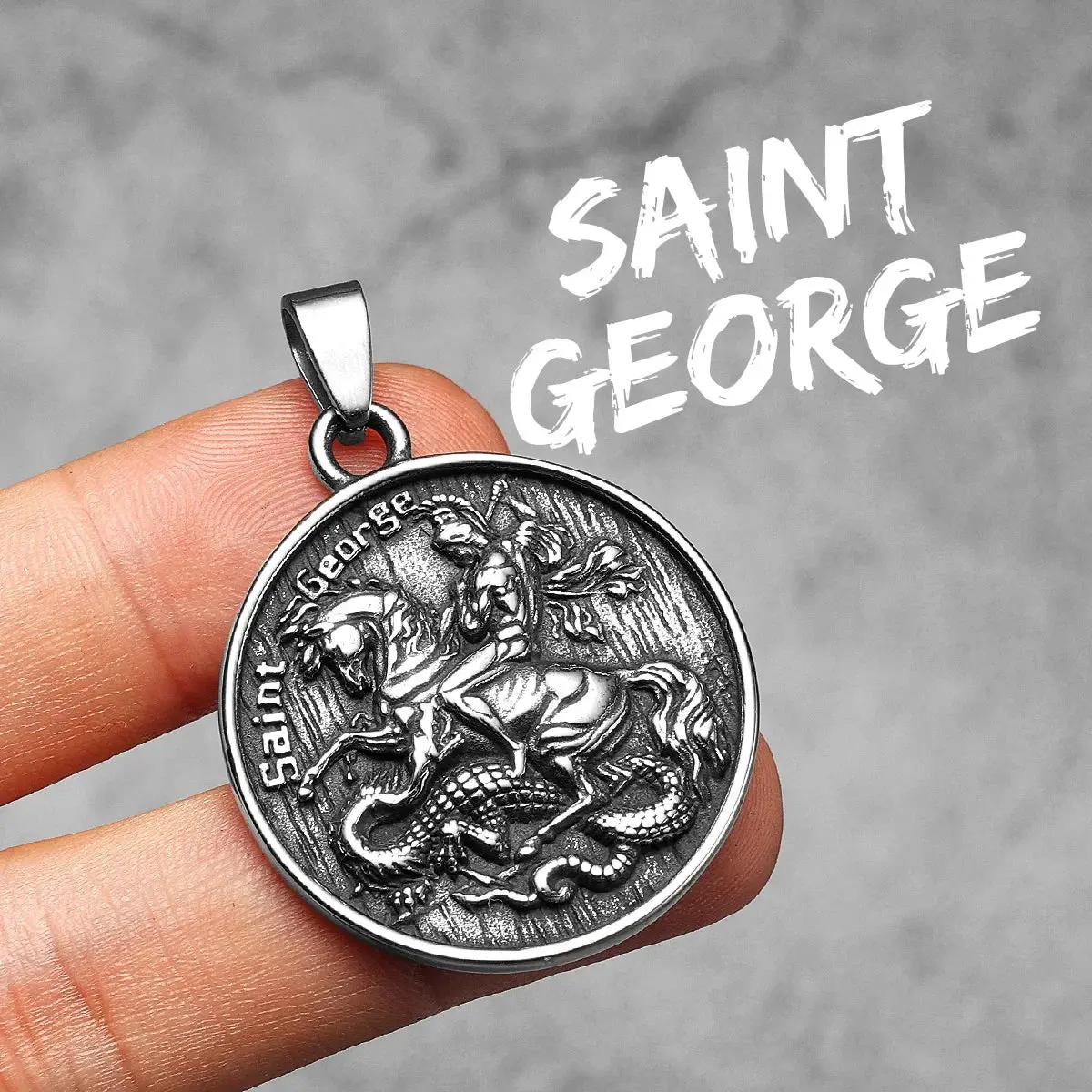 Archangel St. Michael Defeating Satan Stainless Steel Pendant Men's Necklace - Image 21