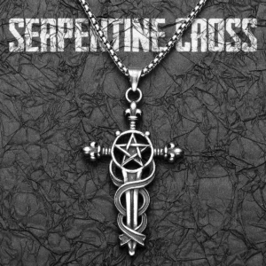Serpentine Cross Amulets Stainless Steel Men's Necklace Pendant Chain