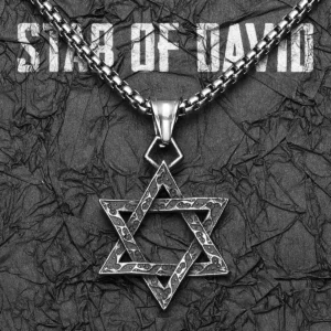 Star Of David Seal of Solomon Stainless Steel Men's Necklace Pendant Chain