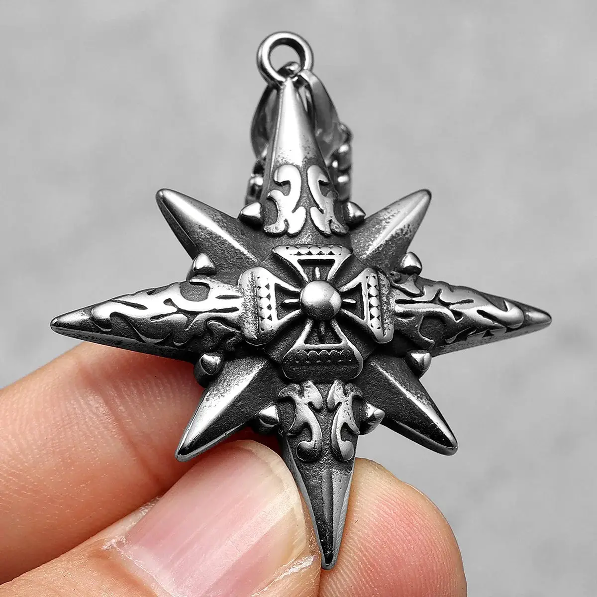 Simple Polar Star Compass Stainless Steel Men's Necklace Pendant Chain - Image 3