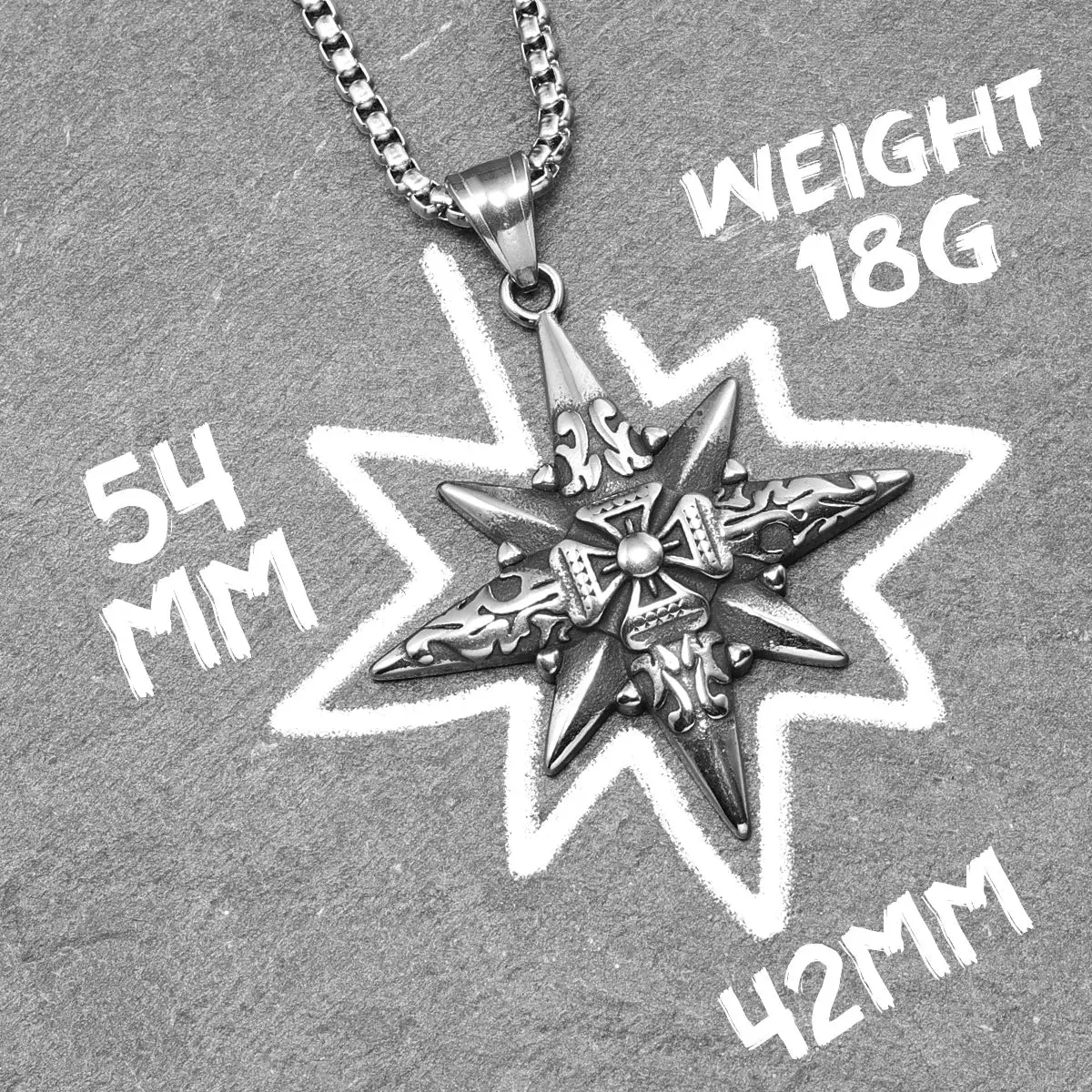 Simple Polar Star Compass Stainless Steel Men's Necklace Pendant Chain - Image 5