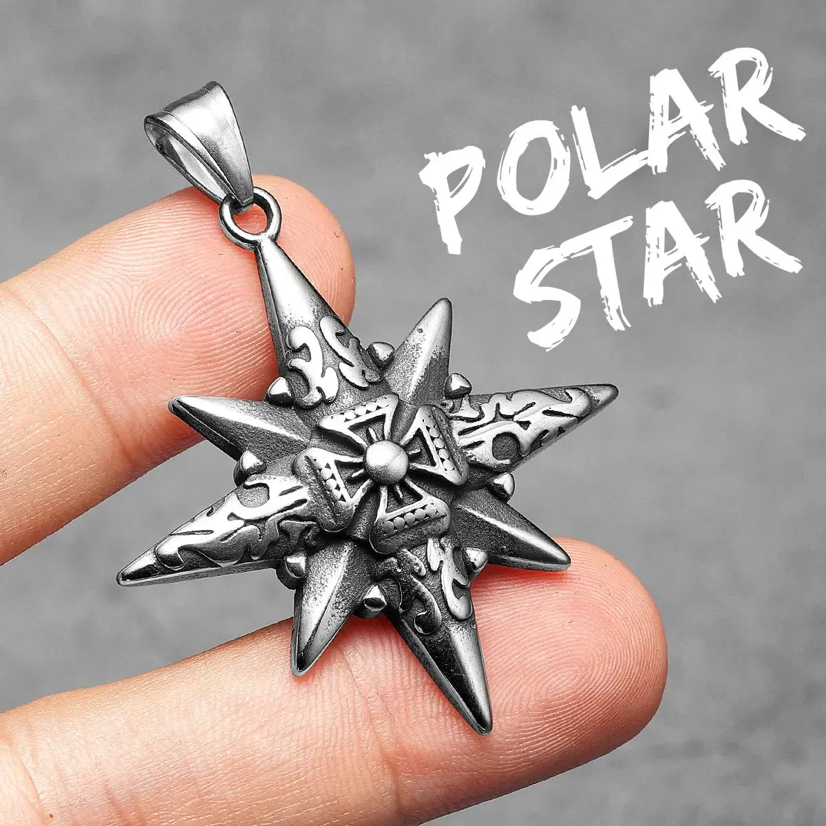 Simple Polar Star Compass Stainless Steel Men's Necklace Pendant Chain - Image 13
