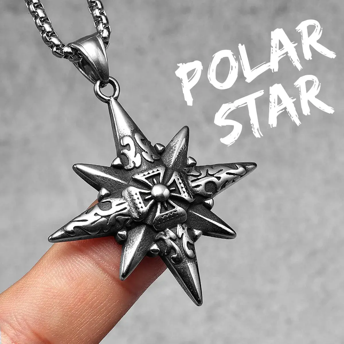 Simple Polar Star Compass Stainless Steel Men's Necklace Pendant Chain - Image 14