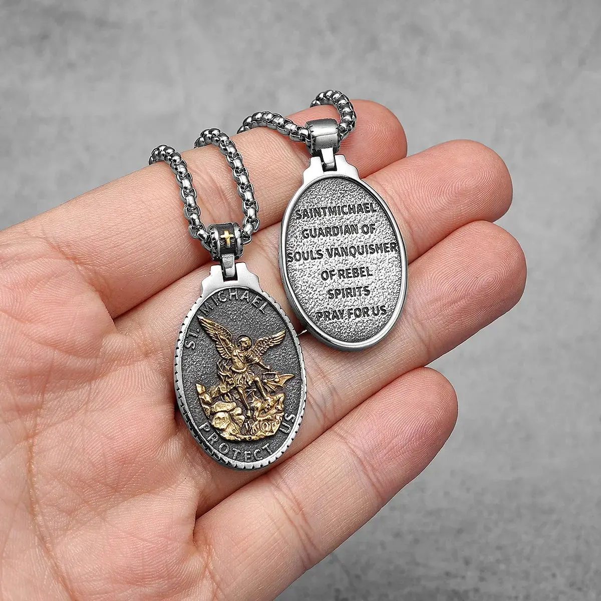 Archangel St.Michael Guardian Stainless Steel Men's Necklace Pendant Chain - Image 7