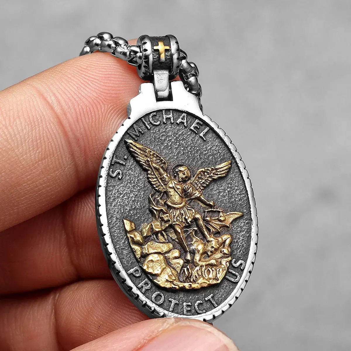 Archangel St.Michael Guardian Stainless Steel Men's Necklace Pendant Chain - Image 8